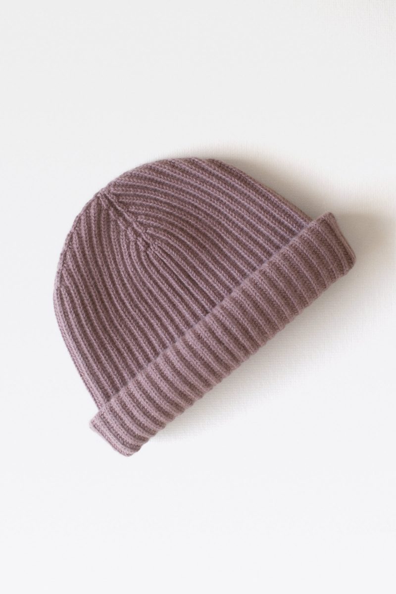 100% Pure Luxury Cashmere Wool Knit Beanie with Cardigan Stitch Ribbed - Made In Scotland - Dusk Pink - Collection 001 - Riachi Studio